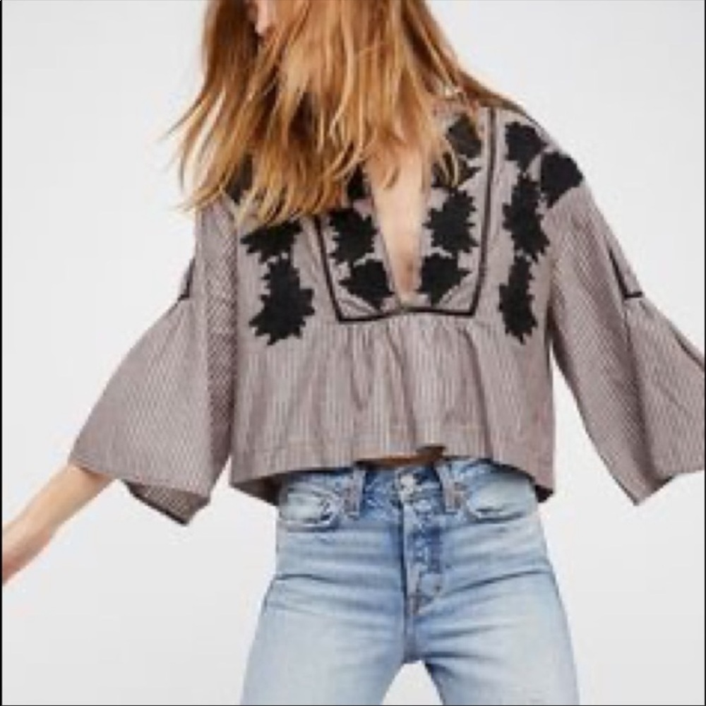 Free people deep v tunic top